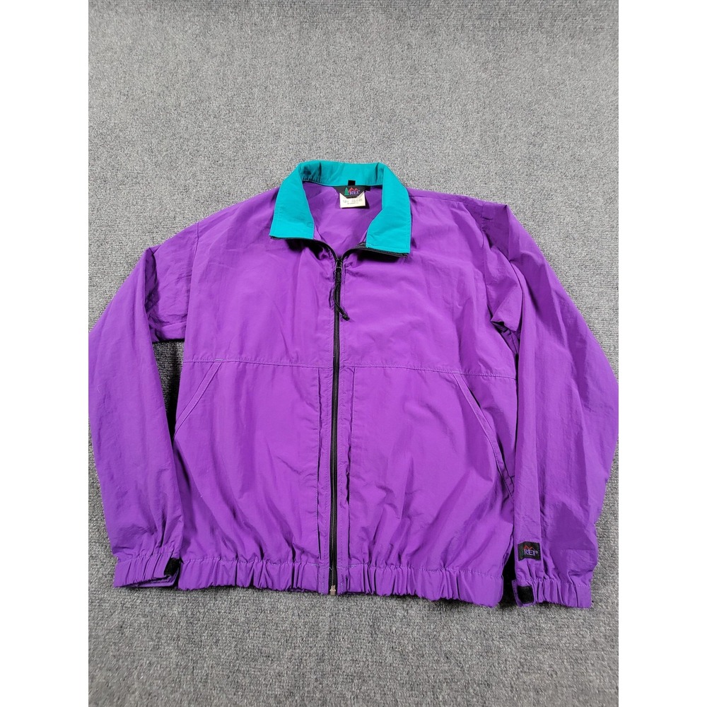 Vintage REI Jacket Youth XL 16/18 Purple Teal Windbreaker Full Zip 90s Outdoors